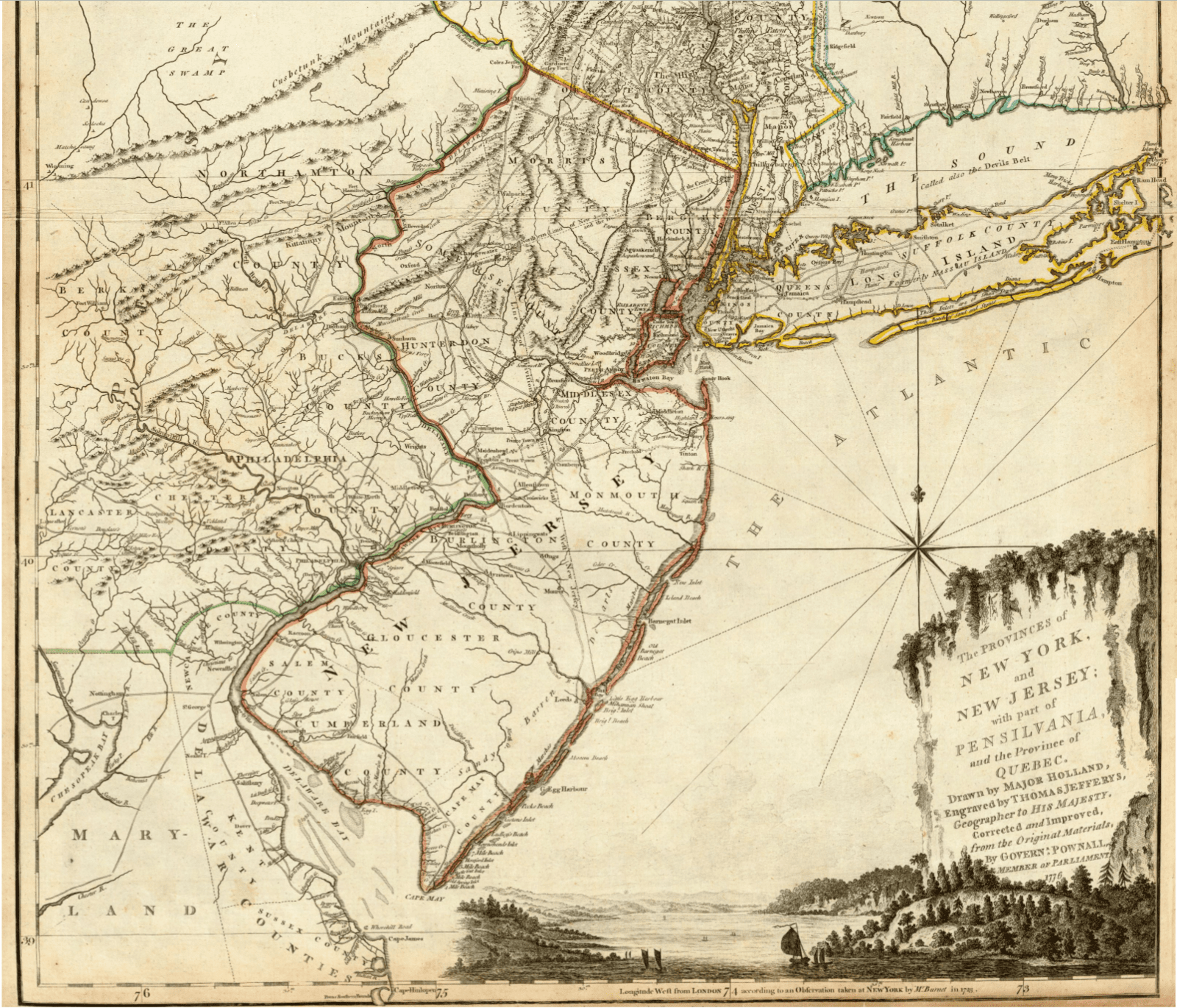 1776: Map of the Provinces of New Jersey, New York, and Pennsylvania